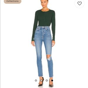RE/DONE Originals 90s Ultra High Rise Skinny Jeans Size 27 in Broken Through